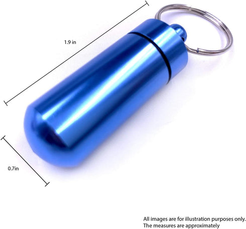 5 Pack - Aluminum Keychain Medication Pill Box. Waterproof Portable Mini Travel Pill Boxes Medicine Vitamin Holder case. Bottle Container, Organiz...