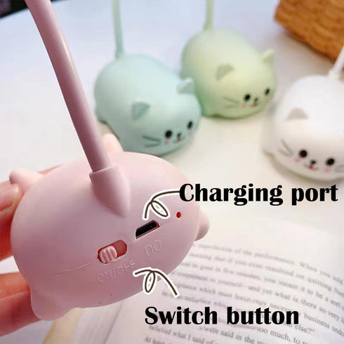 LED Kids Lamp, Mini Cat Table Lamp, Portable LED Night Light, Cute Desk Lamp, Foldable USB Rechargeable Reading Light Children's Bedroom (Green)...