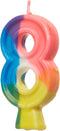 Vibrant Number "8" Rainbow Birthday Candle - 2.75" (1 Pc) - Perfect for Memorable Eighth Birthday Celebrations...