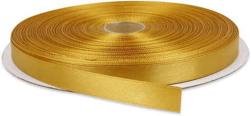 1/2 Inches x 50 Yards | Double Face Solid Satin Ribbon Roll | 50 Yards Gold Satin for Gift Wrapping, Hair, Wedding, Sewing, and Craft...