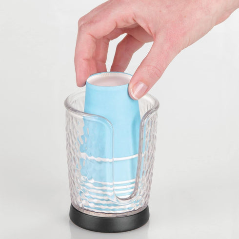 mDesign Plastic/Steel Compact Small Disposable Paper Cup Dispenser Storage Holder for Rinsing Cups on Bathroom Vanity Countertops - Rain Collectio...