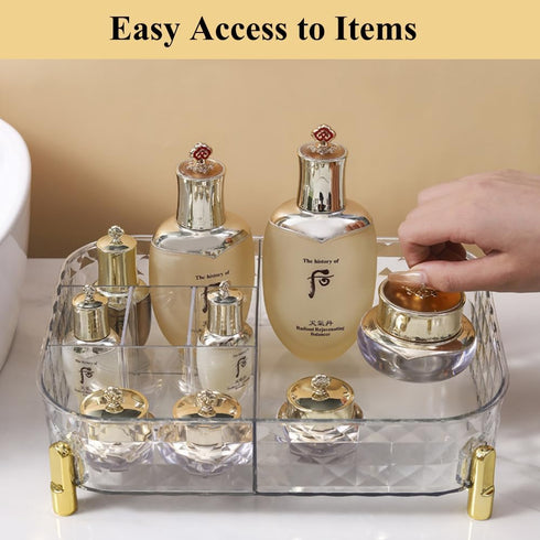 Makeup Organizer Countertop Bedroom Vanity Clear Skincare Organizer Cute Cosmetic Display Cases for Perfumes Lipsticks, Transparent White...