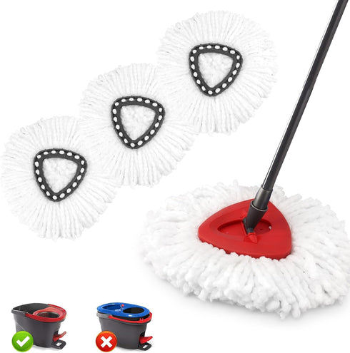 NICEMOVIC 3 Pack Spin Mop Replacement Head, Compatible with O-Ceda Easywring Spin Mop Heads Replacements, Microfiber Mop Refills for Easy Cleaning...