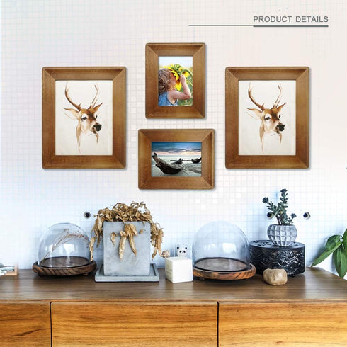 4x6 Wood Picture Frame with Glass Front,Rustic Handmade Burlywood Photo Frames for Table Top Display and Wall mounting...