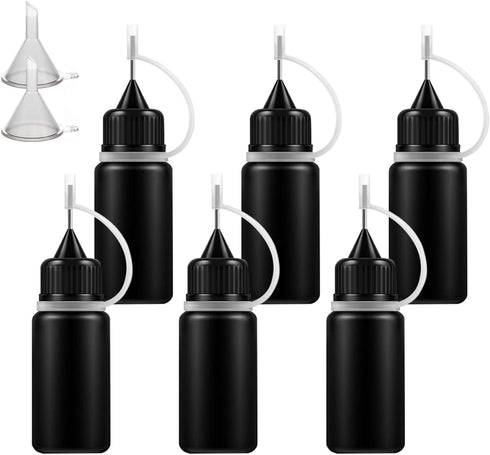 1 Ounce Black Needle Tip Glue Bottle, Tip Applicator Bottle with 2 Funnel, for Glue,Liquid,Oil, DIY Crafts Etc, 6 Pcs....