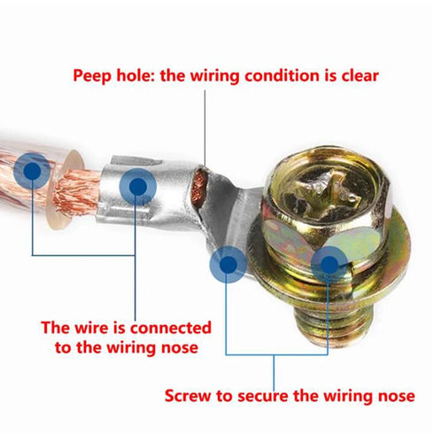 100Pcs Non-Insulated Ring Terminal,AWG16-14 Electrical Wire Crimp Connectors,#10 Stud O-Type Red Copper Crimp Terminals...