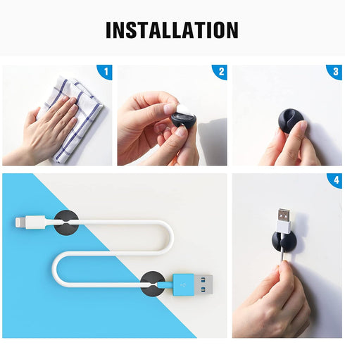 12 Pack Cable Clips, Znben Cord Organizer Holder Adhesive Cable Management Charger Wire Holder Clips for Desk, Home, Office, Car, Cubicle, Nightst...