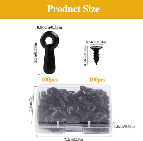 100 Pcs Frame Picture Turn Button Fasteners Set Picture Frame Backing Clips Black Hardware Backing Clips with Screws for Hanging Pictures, Photos...