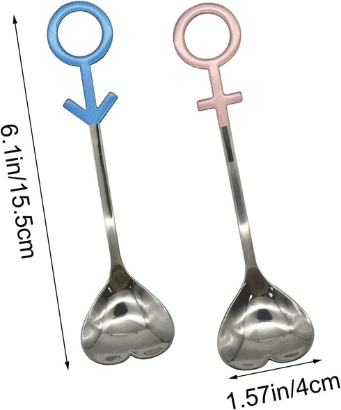 2Pcs Heart Shaped Dessert Spoon 18/10(304) Stainless Steel Couple Spoon with Decortive Handle 6.1inch Sugar Spoon for Coffee Tea Ice Cream Espress...