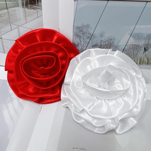 Oversized Flower Silk Satin Brooches Exaggerated Large Big Lapel Pins Delicate Dainty Bud Brooch for Women Wedding Party Dance Elegant Dress Suit ...