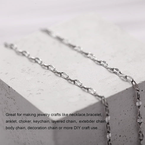 Kyutong Silver Necklace Chain for Jewelry Making Stainless Steel Cable Link Chain Bulk Thin Jewelry Making Supplies Chains with Lobster Clasps Jum...