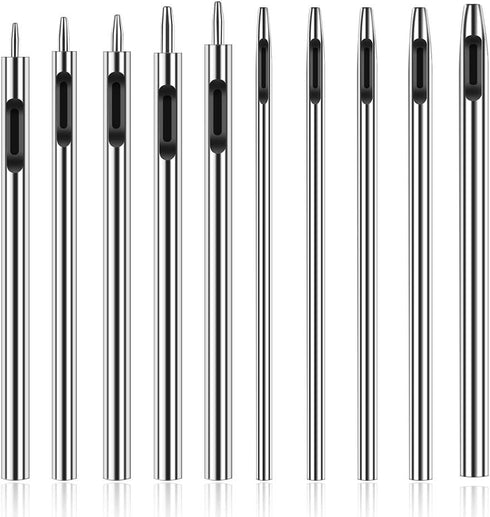 10 Pcs Leather Hole Punch Cutter 0.5mm-3.5mm Hollow Punch Set for Leather Crafting Round Hollow Tools for Watch Bands Belts Canvas Paper Rubber So...