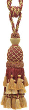 Lavish Large Curtain & Drapery, Hand Crafted Tassel Tiebacks, Tassel Length 11" (27.5cm), 34" Spread (86cm) (TBIL1) Burgundy Gold Red #1253 (Carmi...