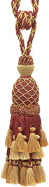 Lavish Large Curtain & Drapery, Hand Crafted Tassel Tiebacks, Tassel Length 11" (27.5cm), 34" Spread (86cm) (TBIL1) Burgundy Gold Red #1253 (Carmi...