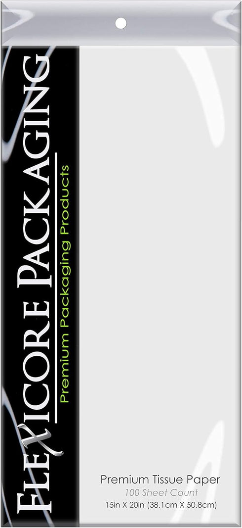 Flexicore Packaging® | Gift Wrap Tissue Paper | Size: 15"x20" | 100 Sheet | Acid Free Bulk Tissue Paper | (White)...