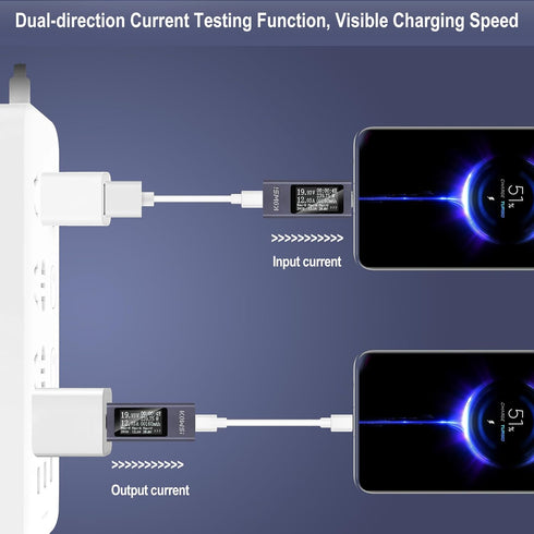 USB C Power Meter USB C Tester, USB Multimeter 4-30V 0-12A Voltage Current Capacity Energy Power Digital Tester with OLED Display Support 240W Fas...