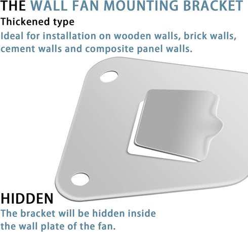 2-Set Wall Mounting Fan Bracket, Heavy Duty Wall Mounting Fan Bracket Holders for Oscillation Fans Solid Steel Fan Wall Mount Bracket with Fasteni...