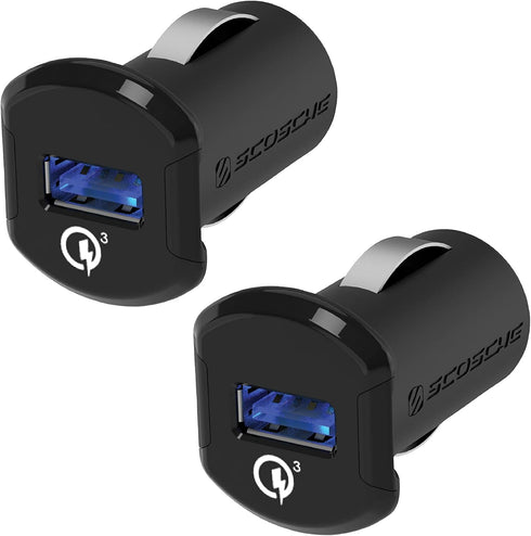 Scosche USBCQC1 18W Qualcomm Quick Charge 3.0 Car Charger Compatible with All Qualcomm 3.0, 2.0, Samsung Adaptive Fast Charge and USB Devices (Pac...