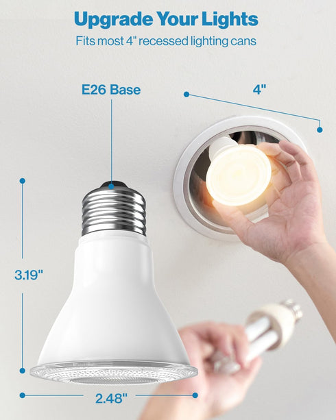 Sunco Lighting 6 Pack PAR20 LED Bulbs 50W Equivalent 7W Dimmable, CRI90 5000K Daylight 470 Lumens E26 Medium Base IP65 Waterproof Indoor Home Resi...