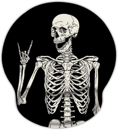 Britimes Ergonomic Mouse Pad with Wrist Support Black Human Skeleton Skull Non-Slip Rubber Base Mousepad for Home Office Gaming Working Computers ...