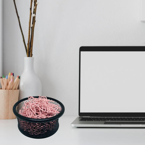 Paperclip Holder Metal - 4 Pack Paper Clip Holder for Desk Stackable Black Mesh Paperclip Holders Desk Non-slip Space-saving Slim Design Premium S...