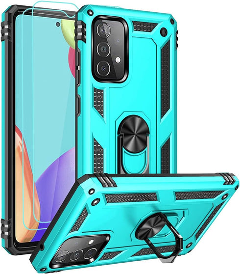 for Samsung A52 Case, Galaxy A52 Case with HD Screen Protector, Military-Grade Ring Holder Kickstand Car Mount 15ft Drop Tested Shockproof Cover P...