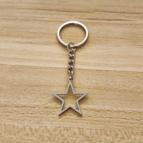 Silver Hollow Star Keychain Pendant Keyring Long Distance Friendship Jewelry for Men Women...