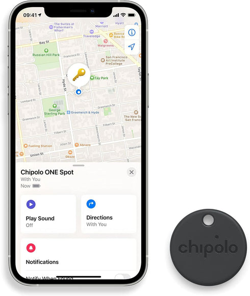 Chipolo ONE Spot (2021) - Key Finder, Bluetooth Tracker for Keys, Bag - Works with The Apple Find My app (only for iOS) (Almost Black)...