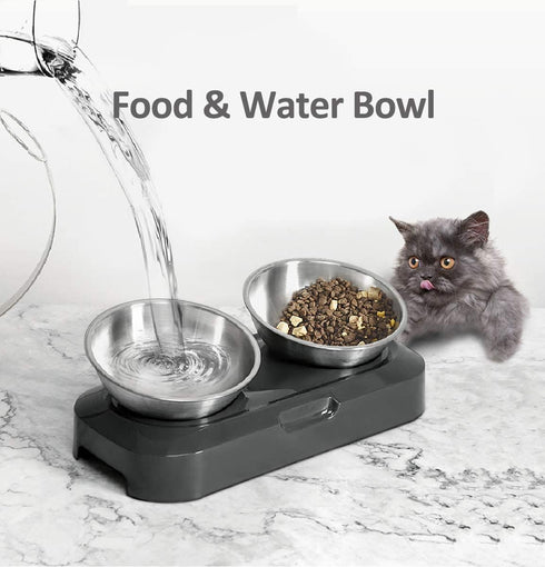 Stainless Steel Cat Food Bowl, 15-Angle, Ergonomic Design Reduces Vomiting...