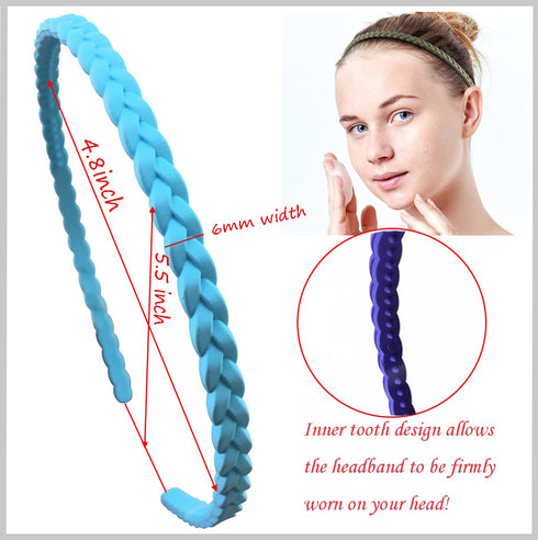 12pcs Colorful Thin Headbands for Women 6mm Light Pigtail Skinny Hairbands for Girls Hard Teeth Headbands For Kids Teens...