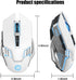 White Bluetooth Mouse, Rechargeable USB Wireless and BT5.0/3.0 Dual Mode Mouse with RGB Light, Side Buttons, 2400 DPI, Ergonomic Cordless Computer...