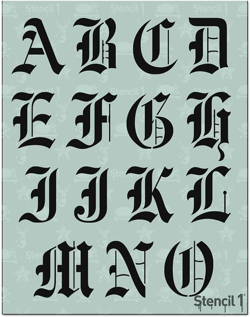Stencil1 Old English Letter Stencils 2" - Letters & Numbers - Mylar Uppercase & Lowercase Alphabet for Hand Painting, Drawing & Cutting - Perfect ...