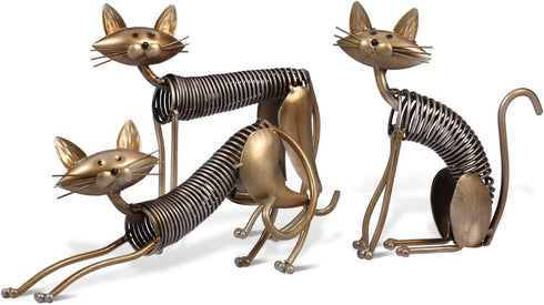 Too-arts Metal Sculpture Iron Art Cat Spring Handicraft Crafting Home Decoration Furnishing Craft...