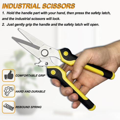 8 Inch Heavy Duty Scissors, Multifunction Shears for Cutting Cable Wires, Cardboard (8-Inch Straight Snips)...