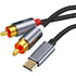 USB C to RCA Audio Cable Braided, 2 RCA to USB-C Aux Cable, RCA Stereo Audio Cable for Speaker, Subwoofer Car Stereo, Phone, Tablet, Home Theater,...