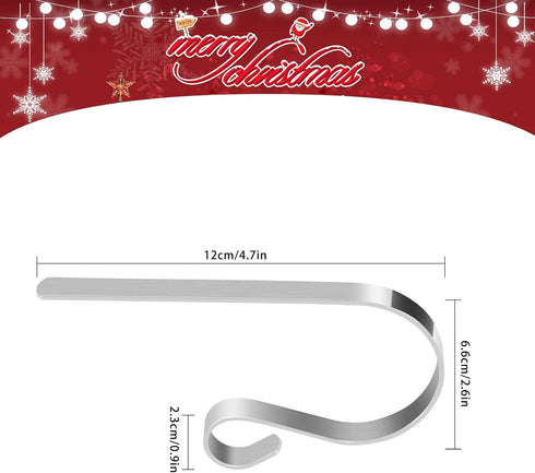 Homgaty Christmas Stocking Holders for Mantle, 6 Pack Stocking Hanger Stocking Hooks Metal Fireplace Hanger for Christmas Party Decoration (Silver...