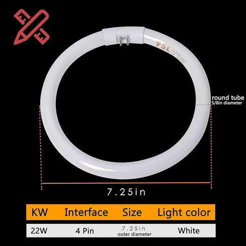 Poweka T5-22W Circular Bulb,7.25inch Round Mirror Light Bulb Replacement Compatible with Floxite/Zadro/Rialto Makeup Magnifying Vanity Mirror, Mak...