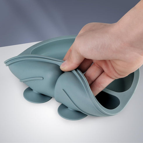 Baby Feeding Set, 2 Pack Silicone Divided Suction Plates for Baby, 2 Pack Spoons and Forks Set, BPA Free, Baby Led Weaning Supplies for Toddler Ut...