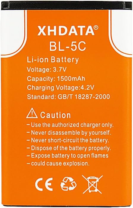 BL-5C Battery 3.7V 1500mAh Rechargeable Battery Large Capacity for Radio for Home with Current Protection (2 Pieces)...