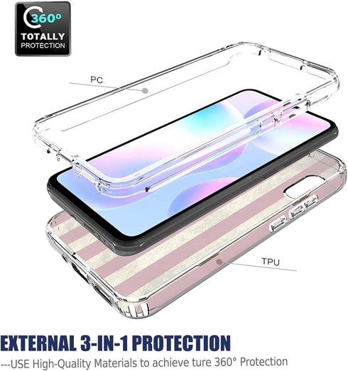 Case for Redmi 9A M2006C3LG/Redmi 9i M2006C3LII Case with Tempered Glass Screen Protector, Full Body Cute Floral Bumper Shockproof Protective Phon...