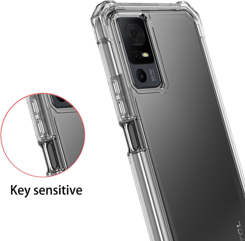 for TCL 40 XL Case, with Tempered Glass Screen Protector Crystal Clear Full-Body Rugged Hybrid Bumper Shockproof Protective Phone case Cover for T...