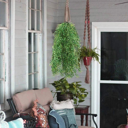 Artificial Hanging Vine, Weeping Willow Plastic Plants Greenery Leaves Fake Plant Faux Ivy Garland UV Resistant for Indoor Outdoor Garden Door Wal...