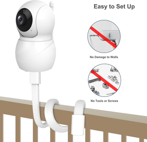 Baby Monitor Mount Compatible with BG1049 and Most Other Baby Monitors, Universal Baby Monitor Holder, Flexible Baby Camera Mount Attaches to Crib...