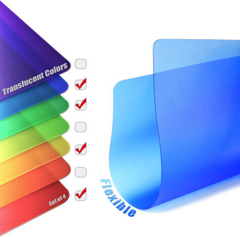 Fotouzy Flexible Plastic Cutting Boards for Kitchen, 4 Translucent Colors Cutting Mats 15 x 12 In, BPA-Free, Non-Porous, Dishwasher Safe, Set of 4...