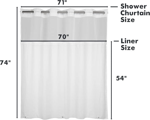 River Dream Plastic(PEVA) Snap in Shower Curtain Liner Replacement with Magnets Removable Liner (1, Plastic-Update)...