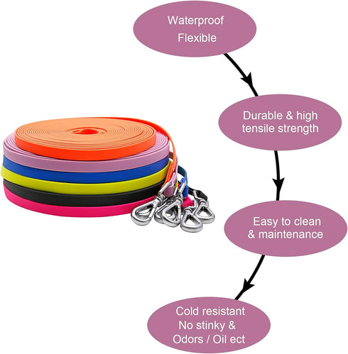 Long Leash Waterproof Training Longline Outdoor Dog Leash Great for Training, Beach, Yard, Play, Camping...