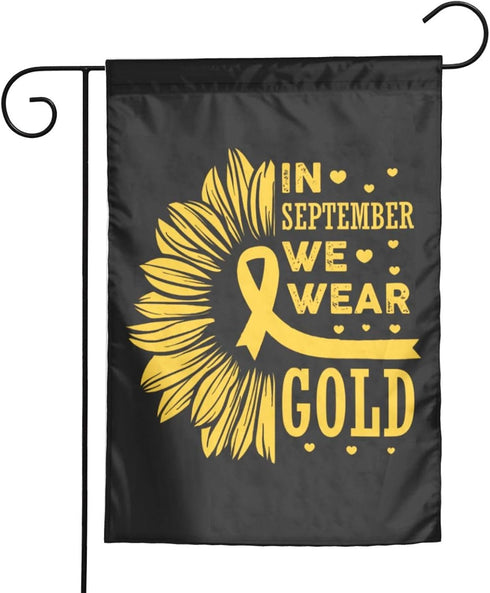 Childhood Cancer Awareness Month In September We Wear Gold Flag Double Sided Garden Flags Welcome Banner Decoration For Wedding Party Yard 12x18 I...