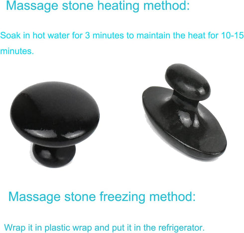 2 Pcs Long Mushroom Shaped Massage Stones Natural Bian Stone Hot Rock for Spa Massage Black...