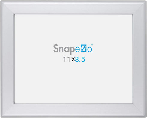 SnapeZo Certificate Frame 8.5x11, Silver, 1.25 Inch Aluminum Profile, Front-Loading Snap Frame, Wall Mounting, Professional Series...
