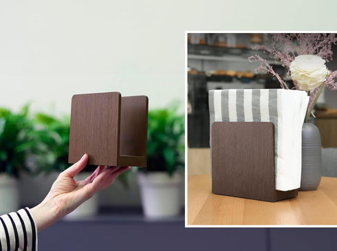 Napkin Holder For Table - Wooden Farmhouse Napkin Holders, Brown Simple Upright Vertical Dining Table Cocktail Napkins Dispenser, Kitchen Rustic N...
